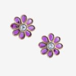Red stone flower studs